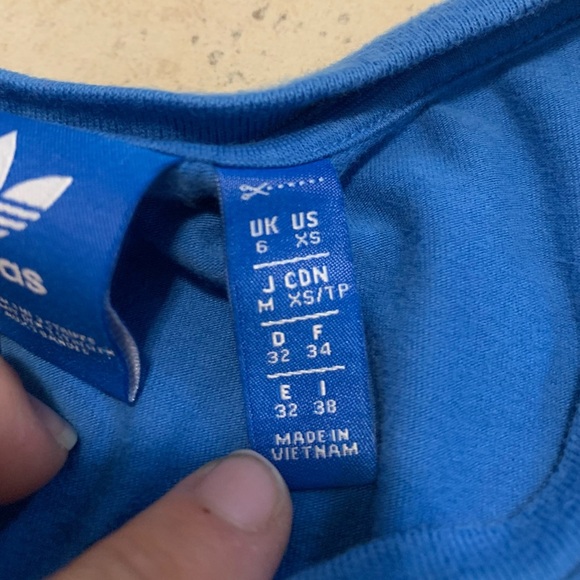 💜 Adidas Originals Blue Trefoil Logo Cropped Tank Top XS - Picture 5 of 6